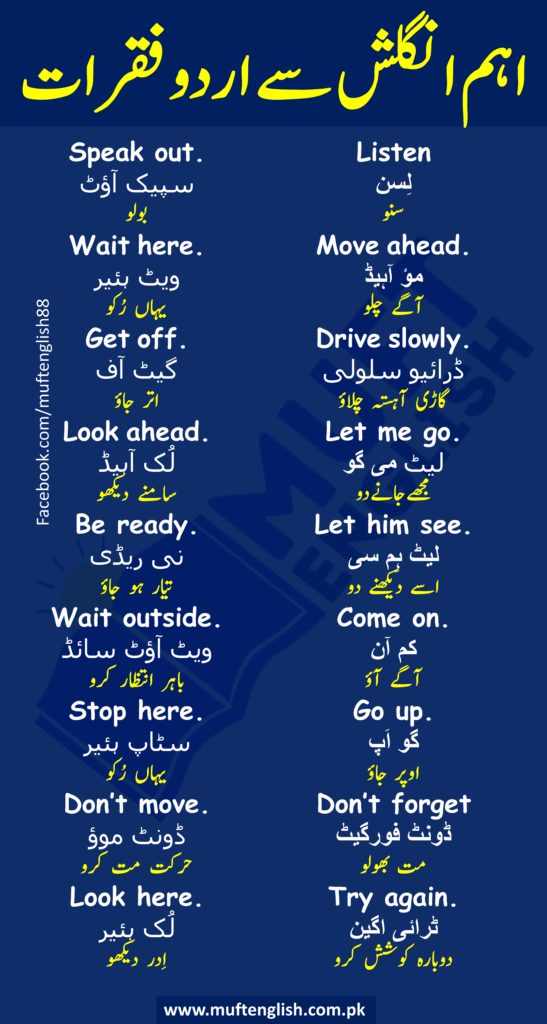 English Sentences Used in Daily Life with Urdu