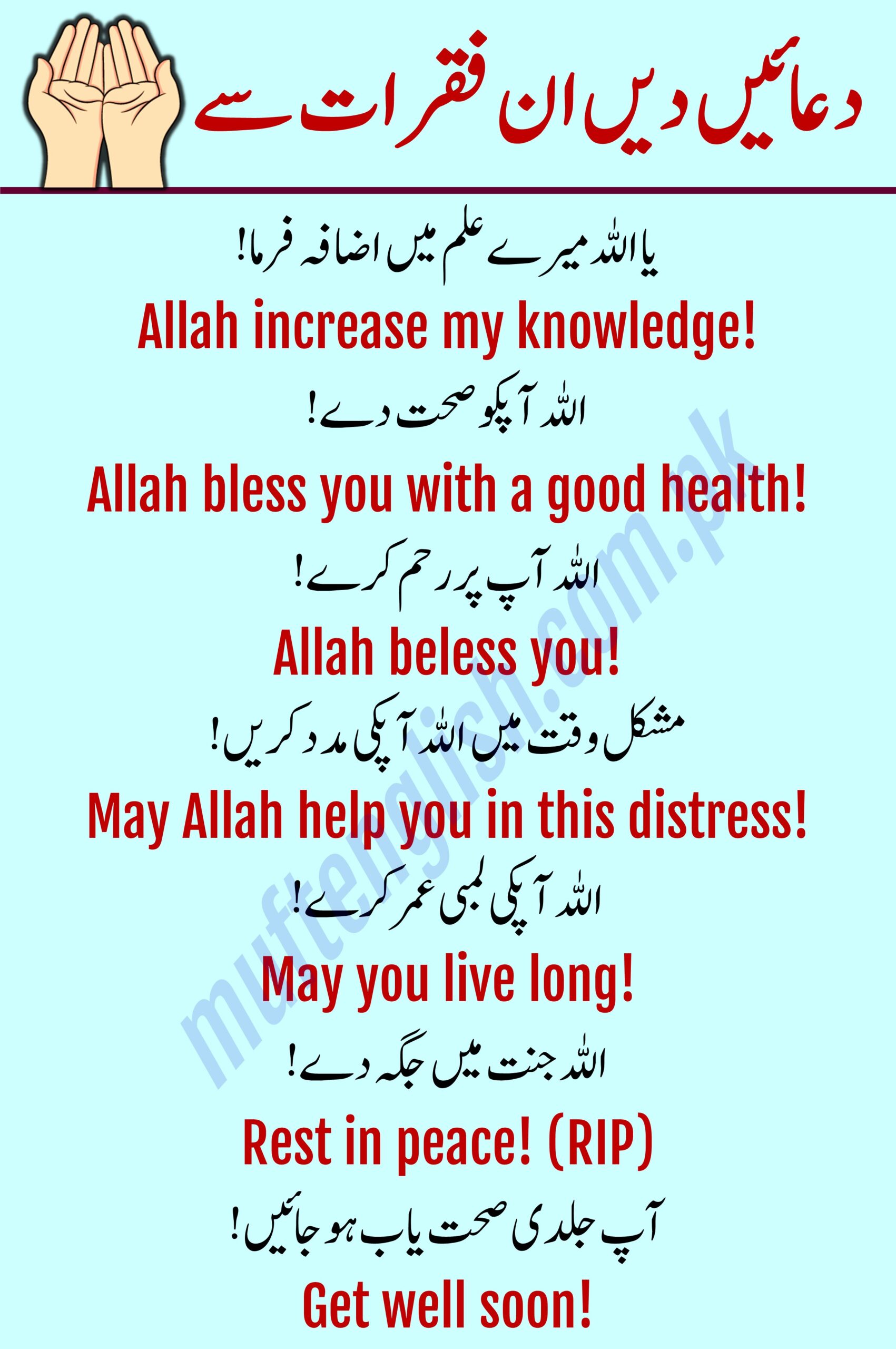 Best wishes and Dua Sentences in English with Urdu Translation