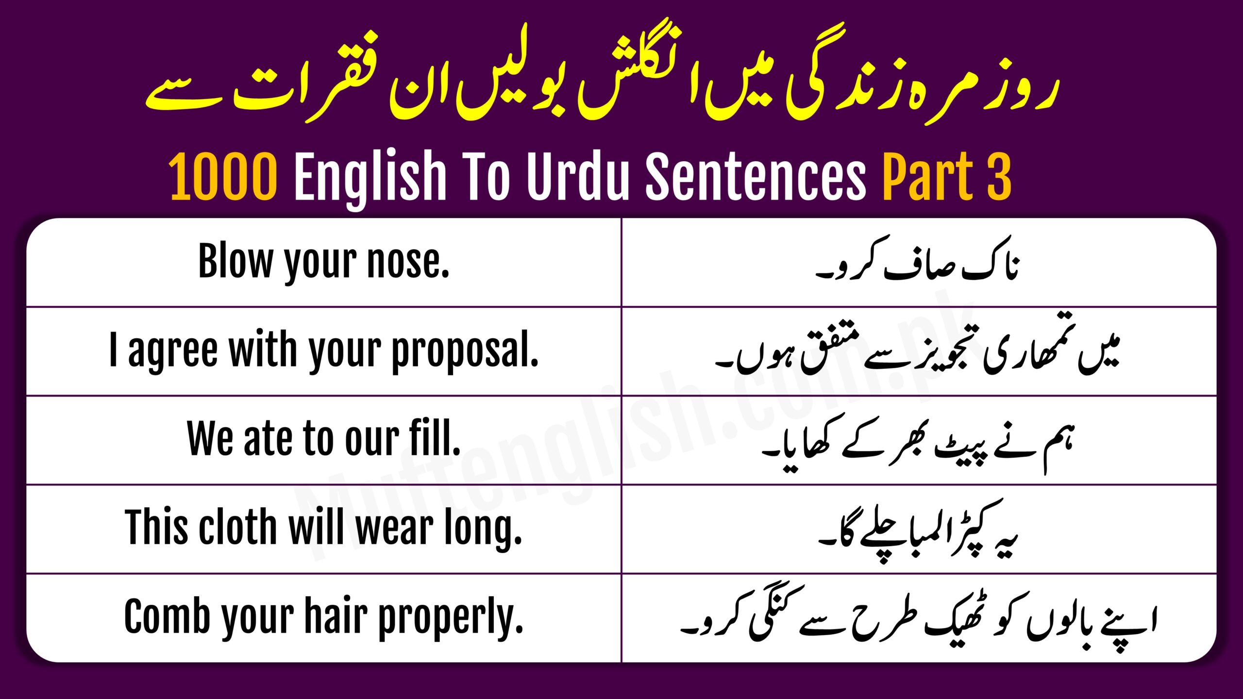 Daily Use English Sentences in Urdu and Hindi Part 3