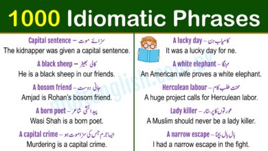 Idiomatic Phrases and Sentences in English with Urdu Meanings