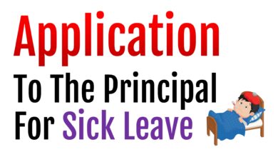 Application To The Principal for Sick Leave